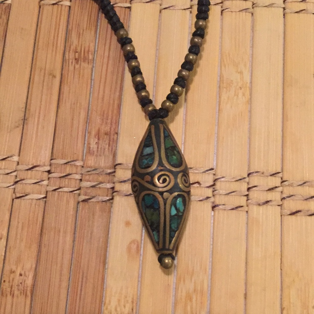 Bronze Tibetan woven beaded necklace